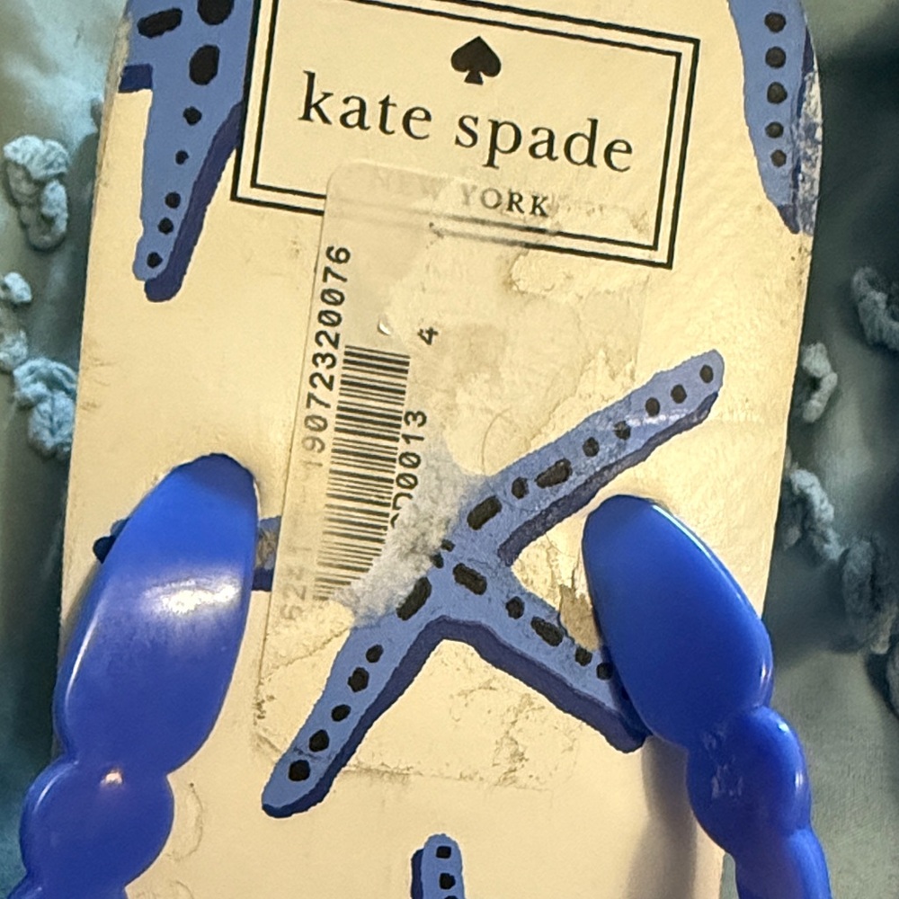 Kate Spade White and Blue Starfish Flip Flops - Picture 4 of 7